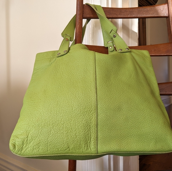 Y2K Claudia Firenze Genuine Leather Lime Green Purse - Picture 3 of 10
